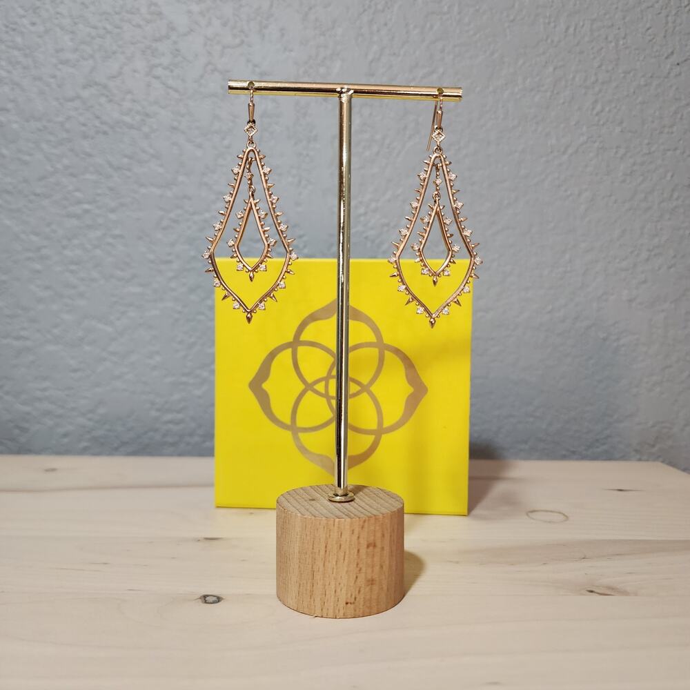 Kendra Scott Rose Gold Double Teardrop Openwork Statement Earrings Frame